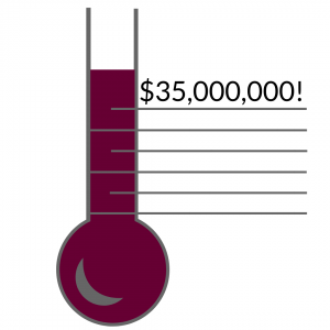 thermometer showing $35 million reached